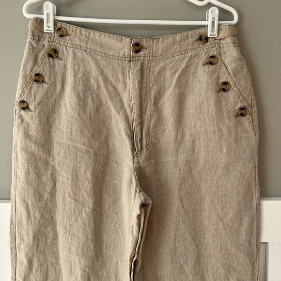 Sundance Oaklee Easy High Waist Linen Pants in Flax - Picture 7 of 10